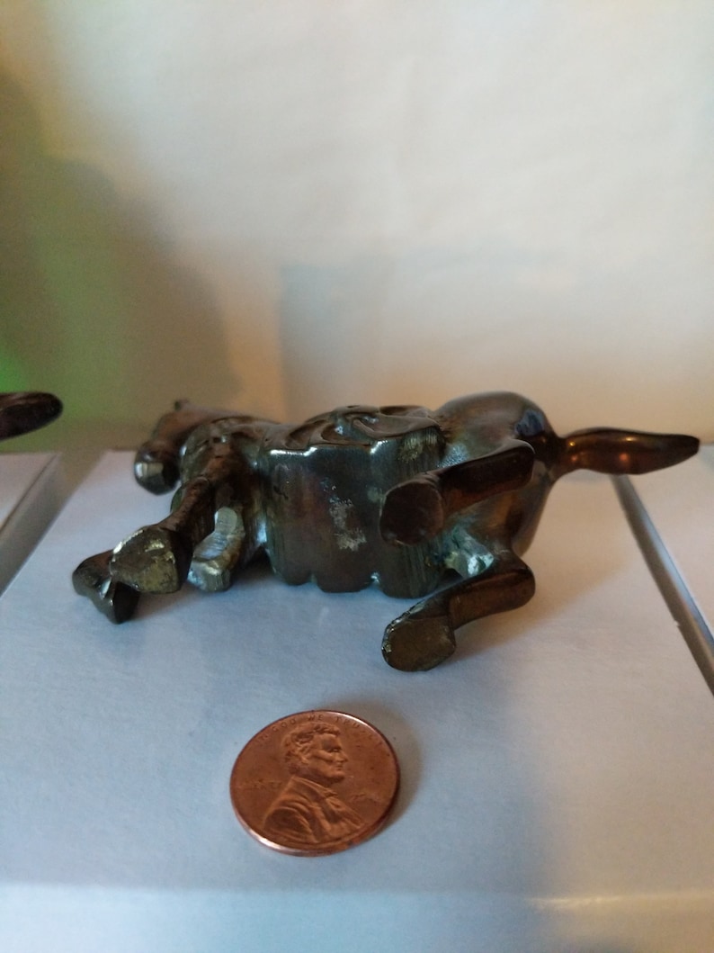 Made in Taiwan Vintage Set of 3 Brass Miniature War Horse Figurines Large Medium and Small