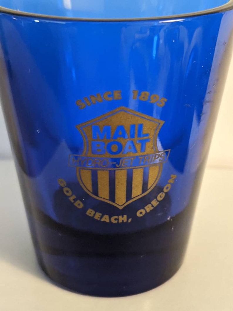 Mail Boat Shot Glass Cobalt Blue Glass Gold Beach Oregon Etsy