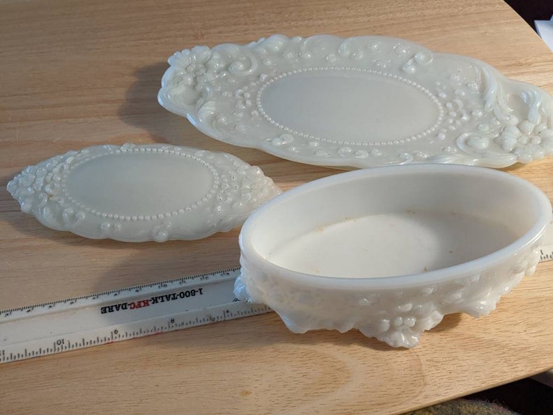 Victorian Milk Glass Dresser Jewelry Tray and Trinket Box Pin Etsy