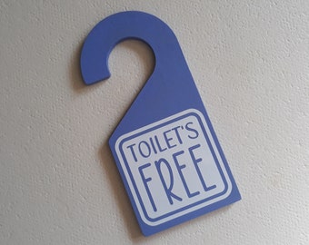 Toilet's Free / Toilet's Busy double sided door hanger. 5 styles ( vacant occupied sign | toilet busy | toilet engaged | toilet occupied )