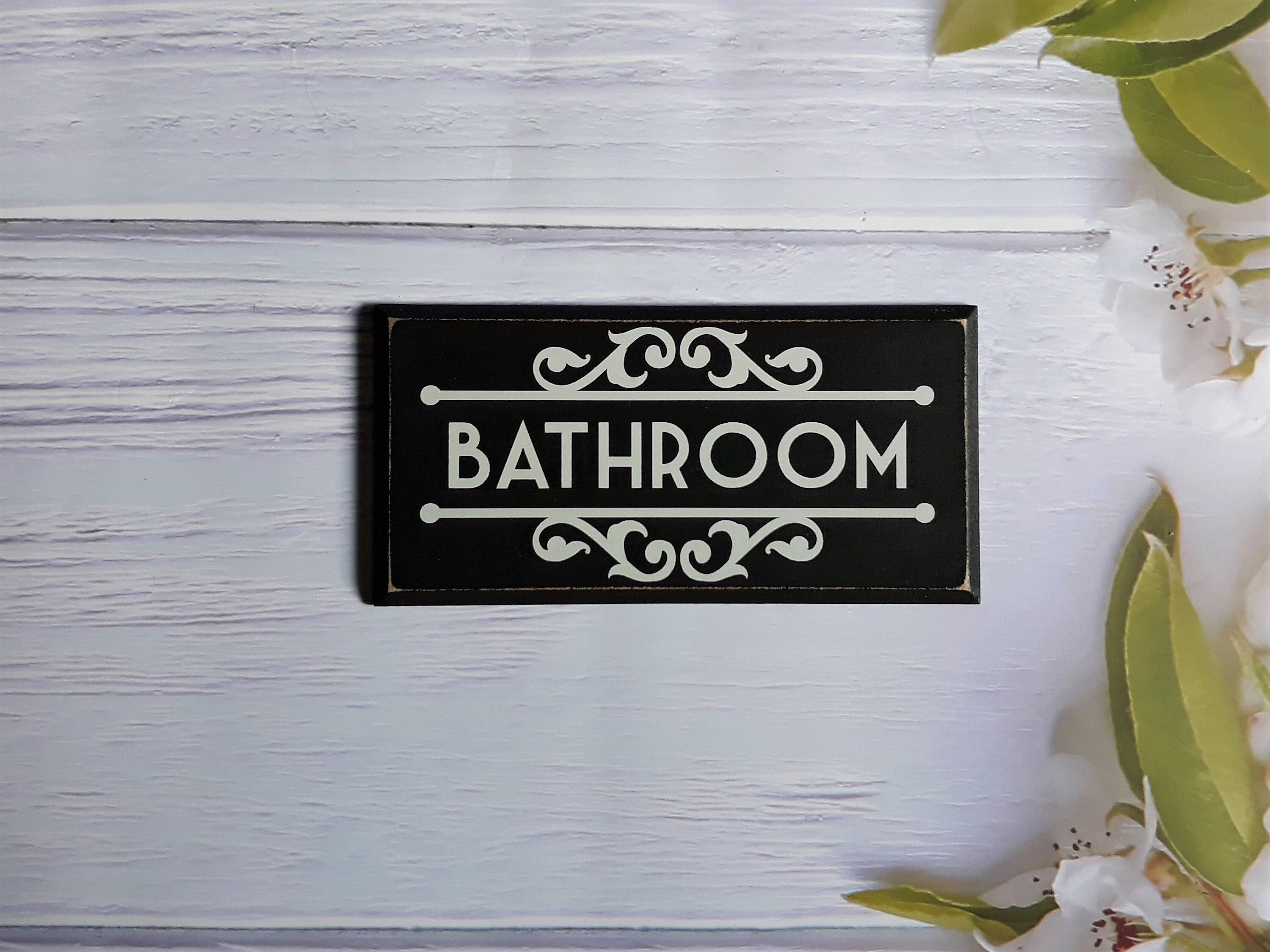 Vintage Style Bathroom door sign / plaque. Stick on or free | Etsy