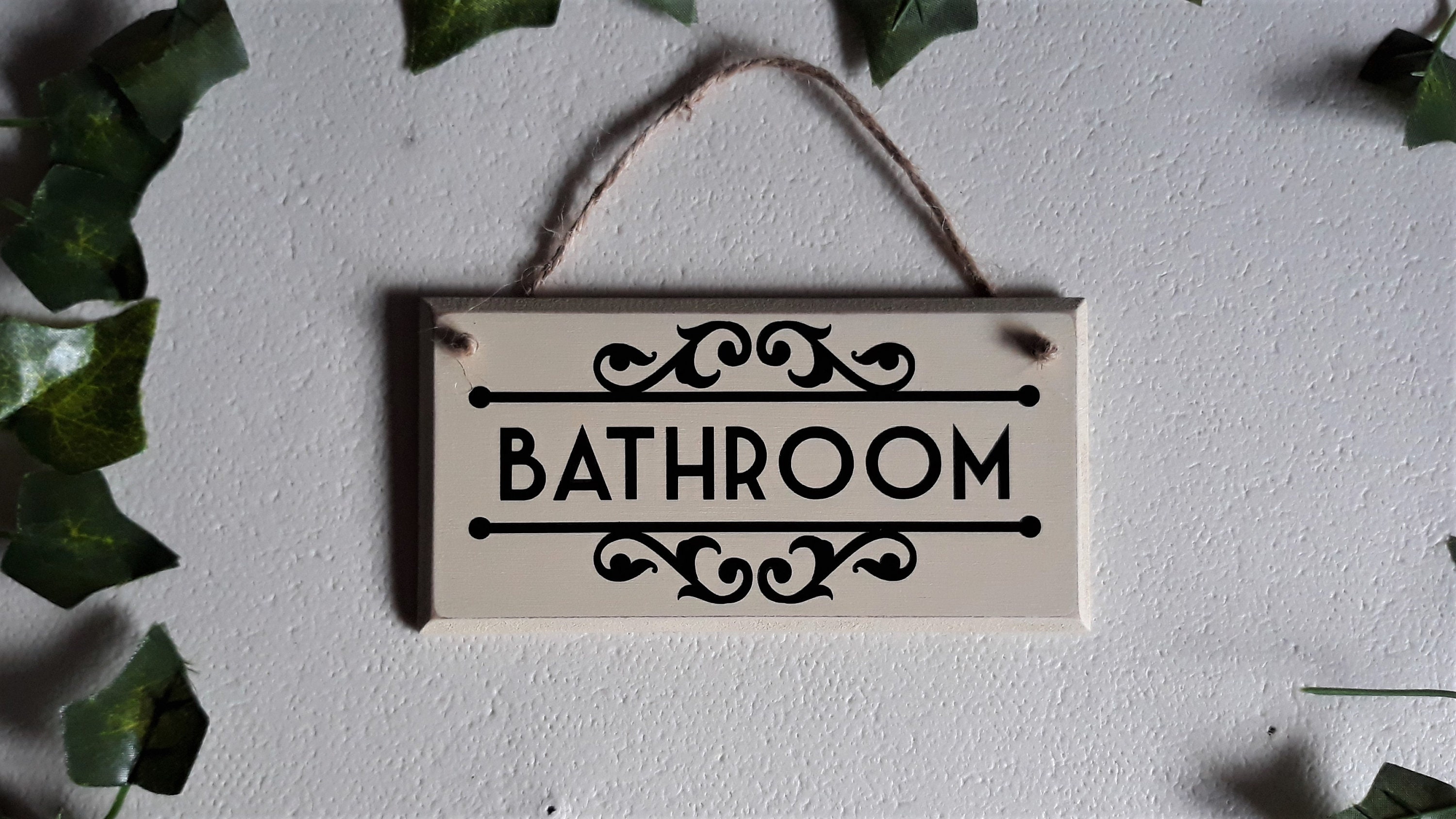 Vintage Style Bathroom Door Sign / Plaque. Free hanging or Etsy