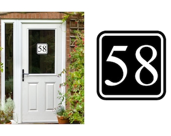 Pegatina de número de casa personalizada. 3 tamaños. (Pegatina de número de puerta personalizada / Pegatina de número de puerta cuadrada / Calcomanía de número de casa personalizada). TRAD