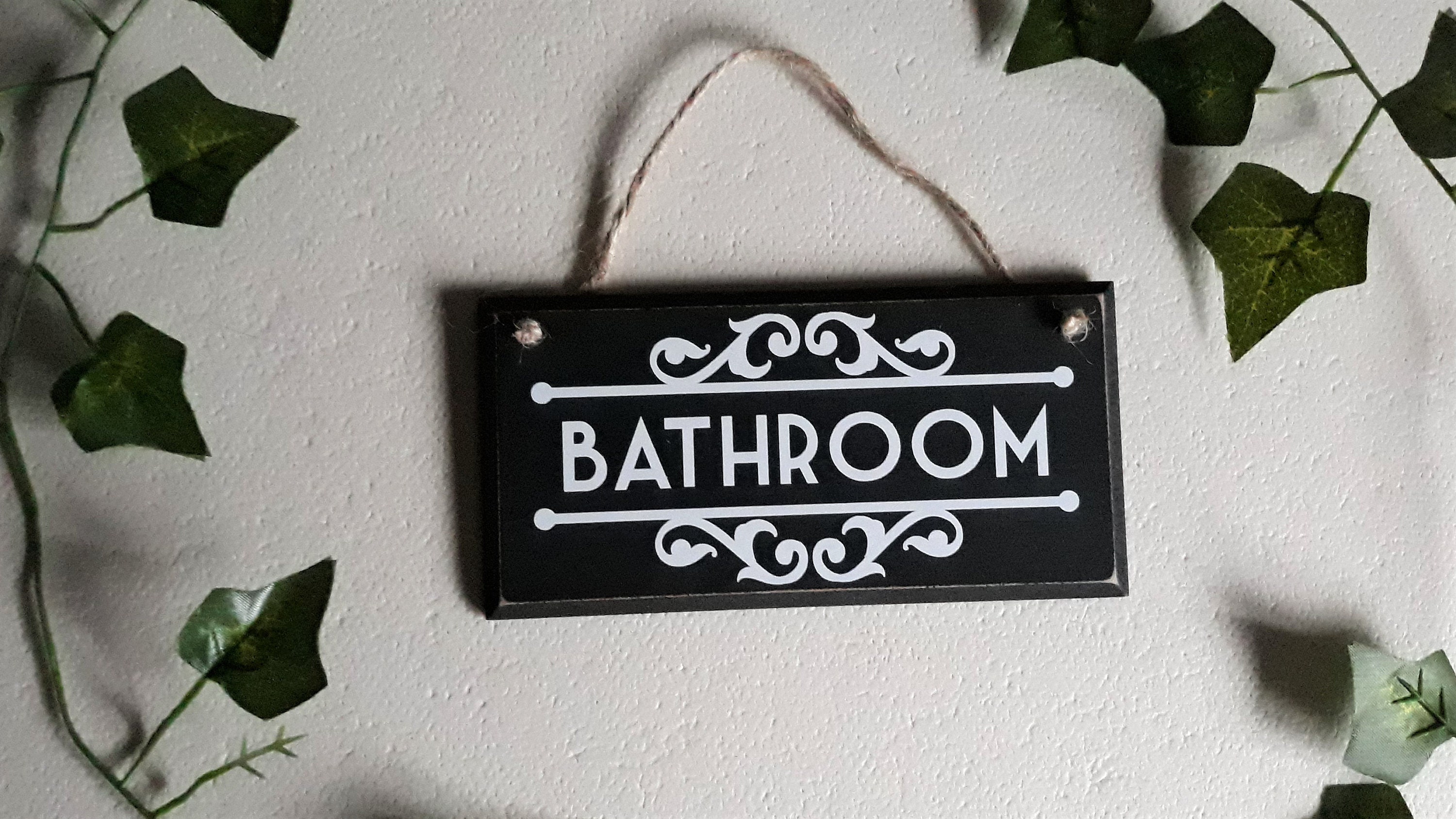 Vintage Style Bathroom Door Sign / Plaque. Free hanging or Etsy