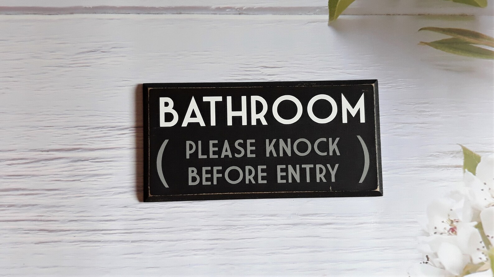 Bathroom Please Knock Before Entry stick on door sign. | Etsy