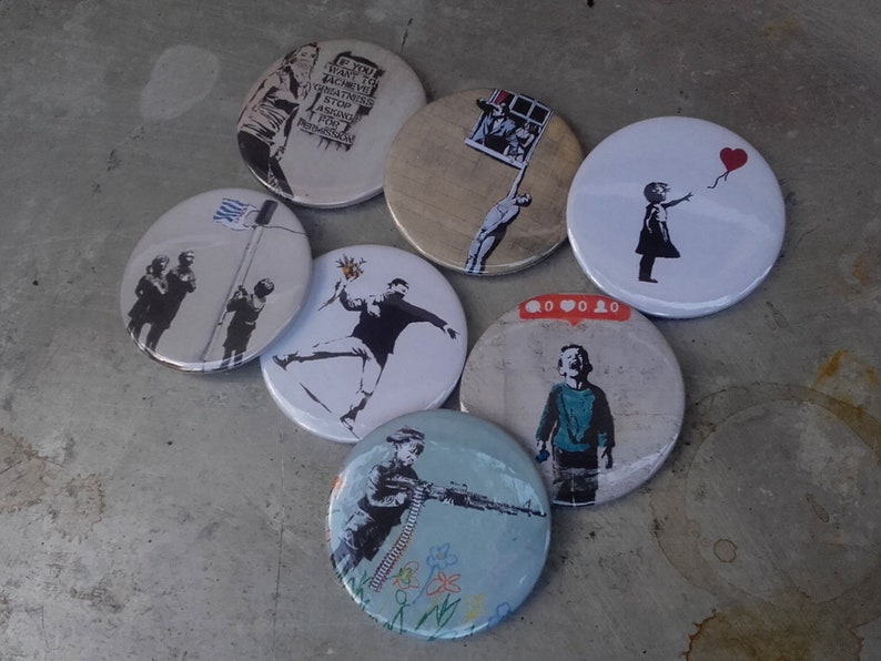 Banksy balloon girl | Banksy fridge magnet | Banksy canvas art | banksy print Banksy refrigerator magnets 6 designs available.