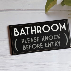 Bathroom Please Knock Before Entry stick on door sign. | Etsy
