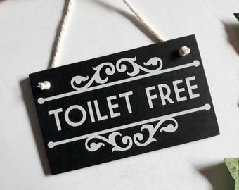 Letrero de "Baños Ocupados", doble cara. Diseño vintage, 12,7 x 7,6 cm, ideal para fiestas en casa. Letrero de "Baños Libres".