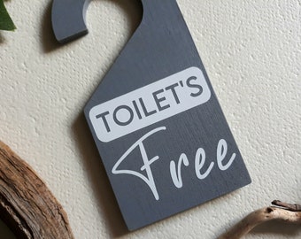 Toilet's Busy / Toilet's Free double sided door hanger. 5 colour options. ( vacant occupied sign | vacant engaged sign | toilet busy sign )