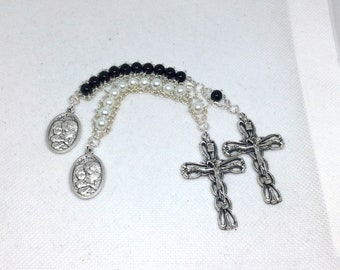 Wedding Tenner Rosary Set His and Hers Bride and Groom Black and White Anniversary Marriage