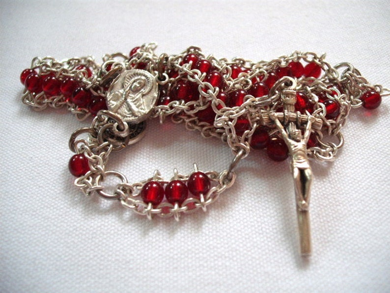 Garnet Red Mini-Ladder Rosary image 3