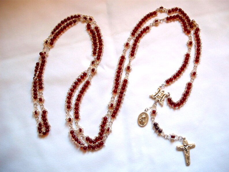 Garnet Red 20 Decade Ladder Rosary image 1