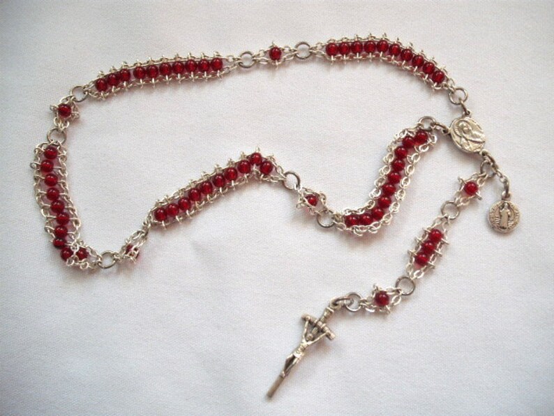 Garnet Red Mini-Ladder Rosary image 2