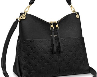 LOUIS VUITTON Maida Monogram Empreinte Leather Hobo Shoulder Bag Black