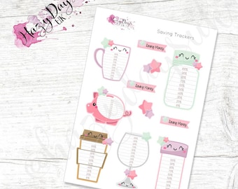 Savings Trackers - Cute Savings Planner Stickers