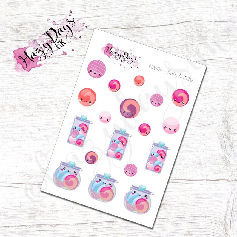 Kawaii Bath Bomb Stickers Cute Kawaii Planner Stickers Etsy UK