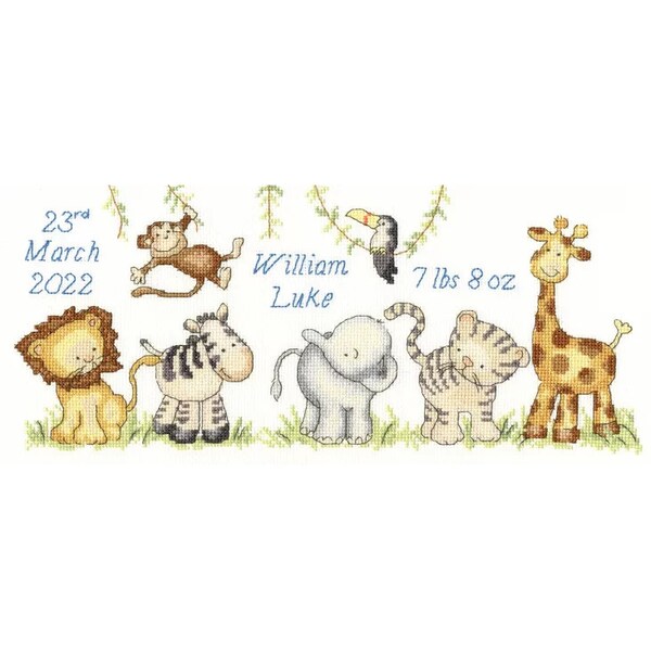 Cross Stitch Kit Jungle Welcome Bothy Threads XKG5, Birth Sampler, Kate Garrett, Baby shower gift, gift for sewer, sewing gift, new mum gift