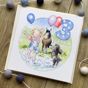 Hand painted watercolour birthday card, Unique bespoke Milestone keepsake gift