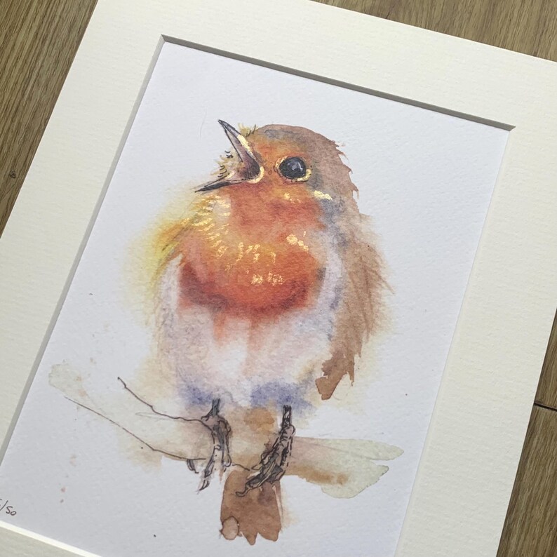 Robin Watercolour Print – Hand-Finished with Painted Details image 2