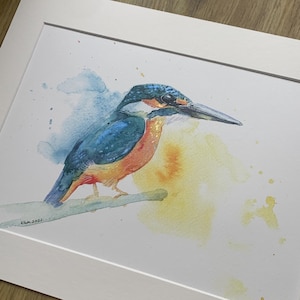 Kingfisher watercolour print hand finished - kingfisher art, limited edition bird print for a country home