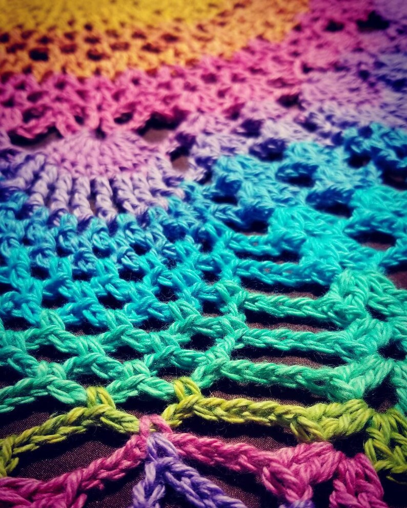Handmade Large Crochet Throw Blanket in Jewel tones soft