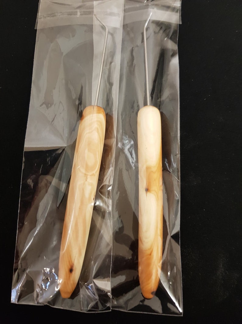 Knitting Loom Hook in yew wood handles Etsy