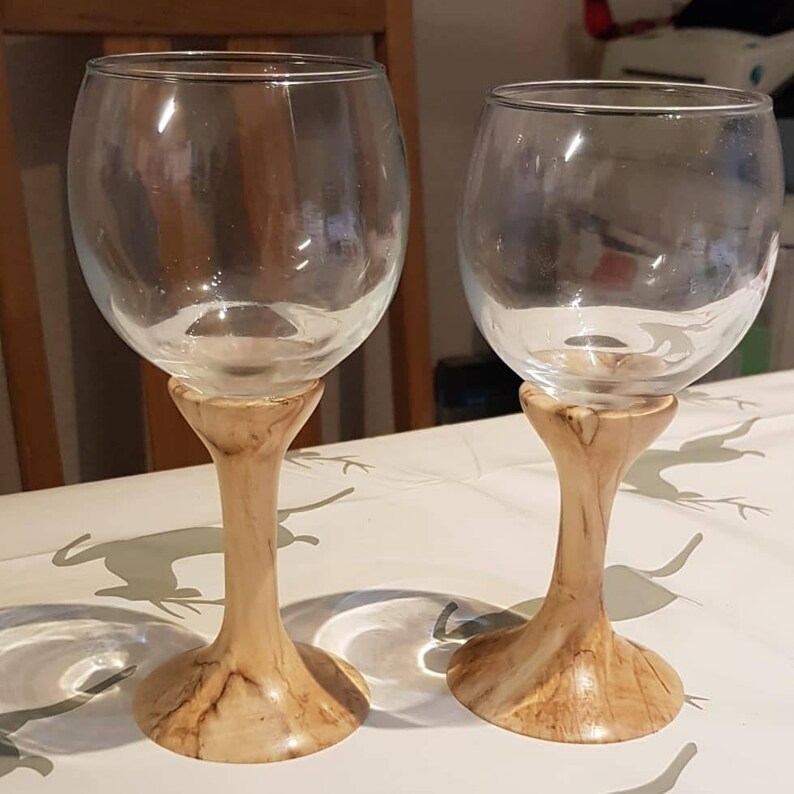 Glass's With Wood Stems Various Types Available Etsy