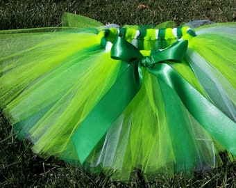 Tinkerbell Tutu Skirt Green, Lime and White - newborn baby girl toddler child 6 12 24 months 1 2 3 4 5 6 7 8 years