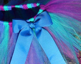 Purple, Teal and Blue Tutu Skirt 'Enchanted Dream' - newborn baby girl toddler child 6 12 24 months 1 2 3 4 5 6 7 8 years