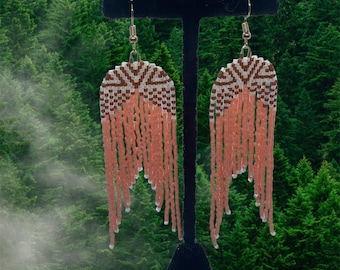 Brick stitch and fringe delica bead earrings
