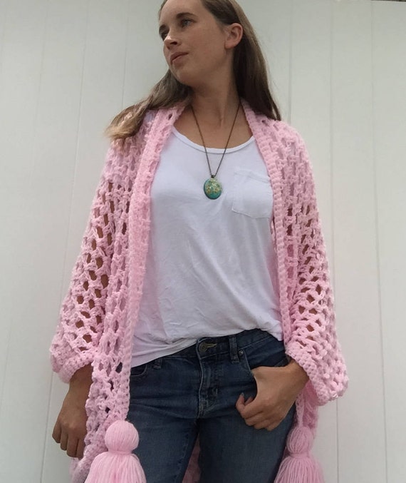 Light Pink Kimono Cardigan Crochet Kimono Mothers Day Gift Etsy
