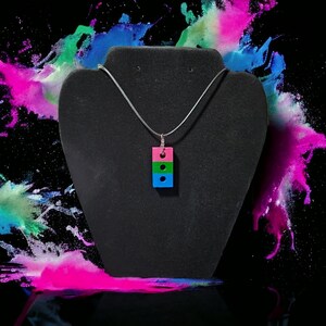 Polysexual Pride Brick Necklace || LGBTQIA Polysexual Queer Pink Green Blue birthday present partner bespoke gift pride Gay
