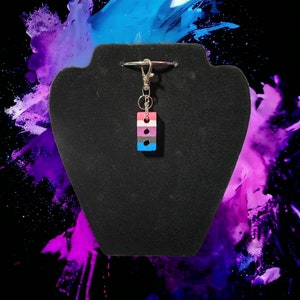 Genderfluid Pride Brick Keychain || LGBTQIA Genderfluid Queer Pink white Purple black Blue birthday present partner bespoke gift pride Gay
