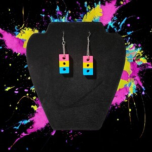 Pansexual Pride Brick Earrings || LGBTQIA Pansexual Queer Pink yellow Blue birthday present partner bespoke gift pride Gay