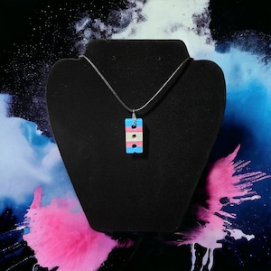 Trans Pride Brick Necklace || LGBTQIA transgender queer silver blue pink birthday present partner