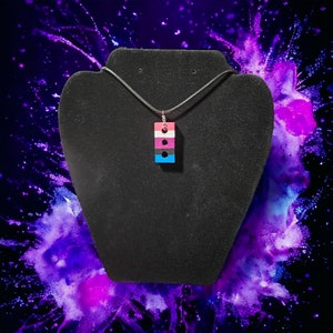 Genderfluid Pride Brick Necklace || LGBTQIA Genderfluid Queer Pink white Purple black Blue birthday present partner bespoke gift pride Gay