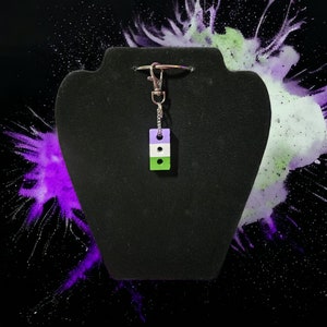 Genderqueer Pride Brick Necklace || LGBTQIA Genderqueer Queer Purple white green birthday present partner bespoke gift pride Gay