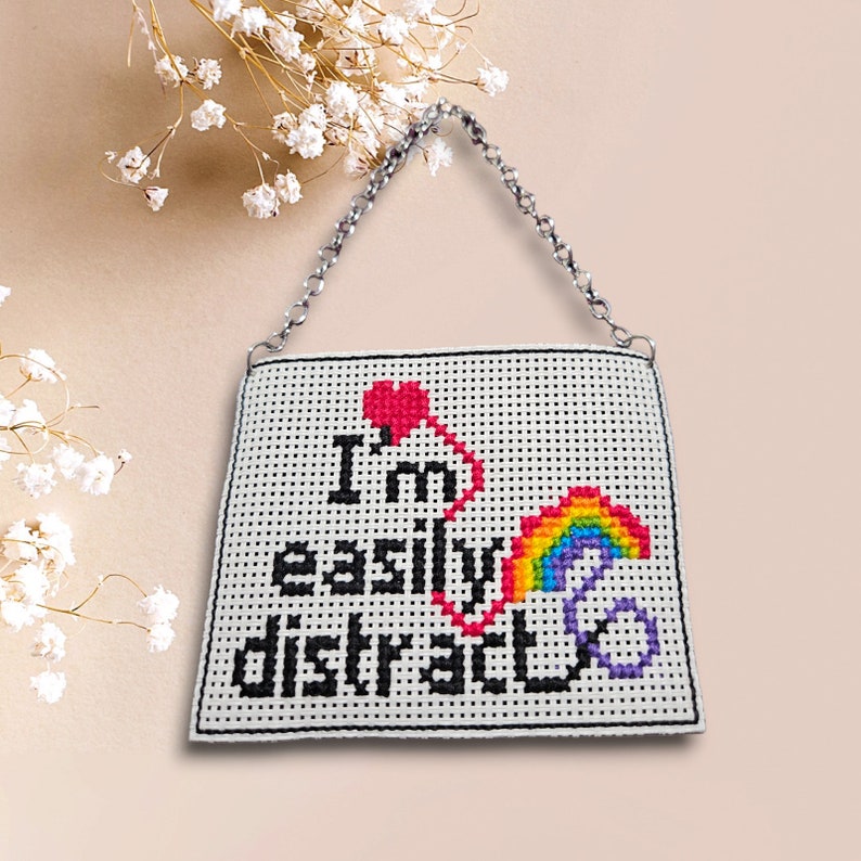 I'm Easily Distract....ooh is That a Bird Cross Stitch Art Handmade ...
