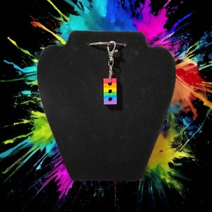 Traditional Rainbow Pride Brick Keychain || LGBTQIA Queer Red Orange Yellow Green Blue Indigo Violet ROYGBIV partner bespoke gift pride Gay
