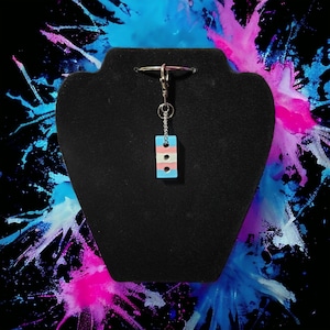 Trans Pride Brick Keychain || LGBTQIA transgender queer silver blue pink birthday present partner
