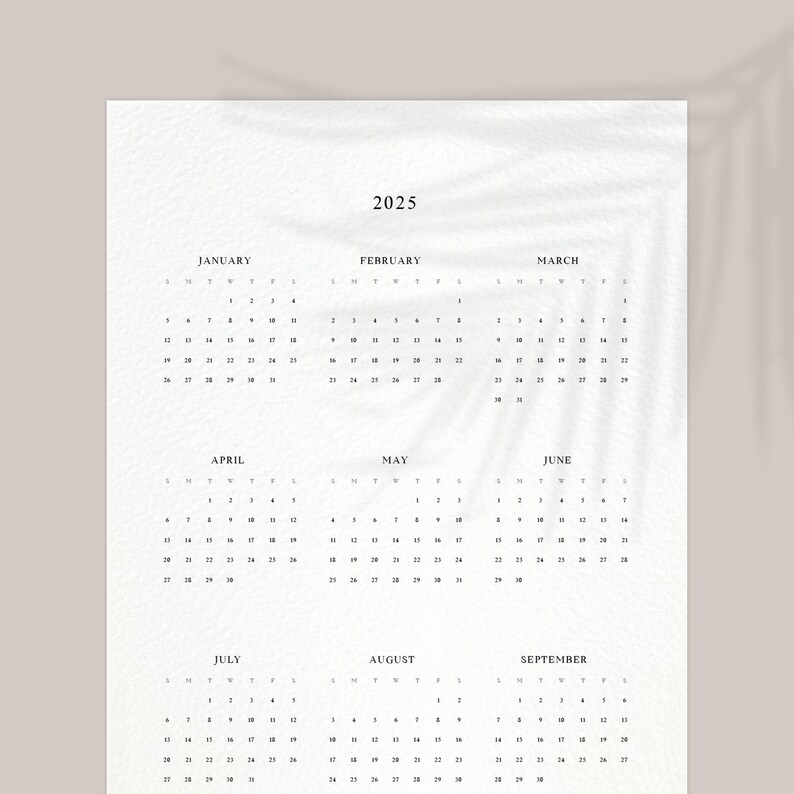 Minimalist Personal Size Yearly Calendar Inserts: 2023-2025 (Printable Digital Download) image 1