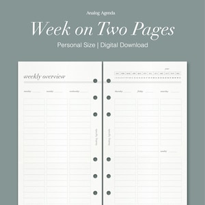 Printable Weekly Planner | Minimalist Planner PDF | Personal Size | Undated Filofax 2026 Personal Inserts, LV MM Agenda