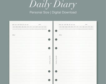 Printable | Planner | Personal Size | Undated | Daily Diary | Digital Download