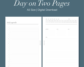 Printable | Planner | A5 Size | Undated | Year on Two Pages | Digital ...