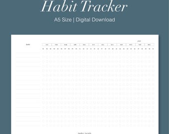 Afdrukbaar | Gewoontetracker | A5-formaat | Niet gedateerd | Digitale pdf-download