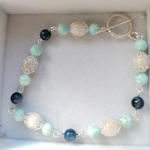 Moonstone/Hemimorphite/Blue Kyanite Bracelet