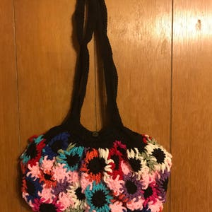 Handmade Crocheted Flower Shoulder Bag