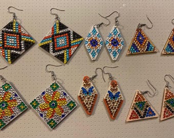 Diamond Painting Earrings Finished and sealed.