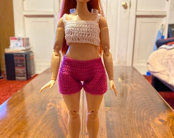 Handmade Crocheted Curvy Barbie Shorts and Tank Top Shoes Included