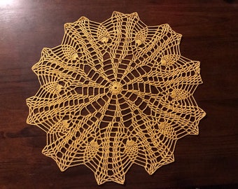 Crocheté Doily Jaune 14 1/2" ronde